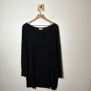 Piko Womens Solid Black Long Sleeve Scoop Neck Loose Fit Stretch‎ Bamboo